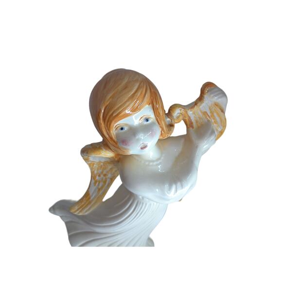 Vintage Atlantic Mold Ceramic Angel With Harp Christmas Holiday - Picture 8 of 9